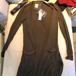 Anthropologie olive green long open sweater